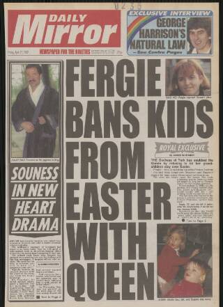 cover page of Daily Mirror published on April 17, 1992