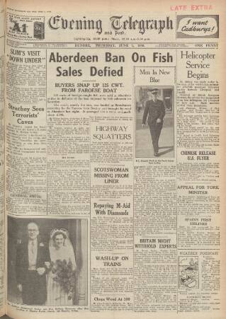 cover page of Dundee Evening Telegraph published on June 1, 1950