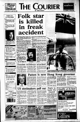 cover page of Dundee Courier published on April 25, 1992