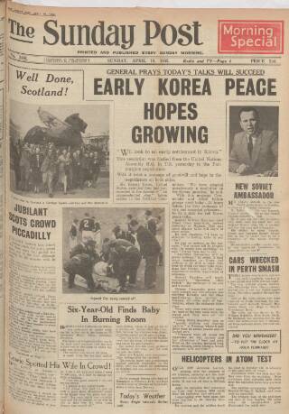cover page of Sunday Post published on April 19, 1953