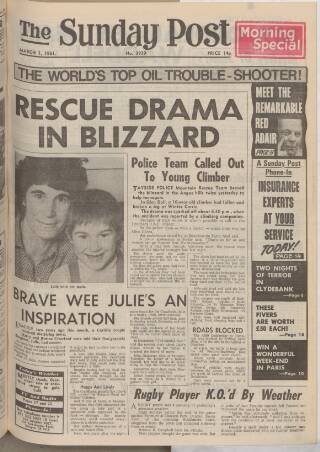 cover page of Sunday Post published on March 1, 1981