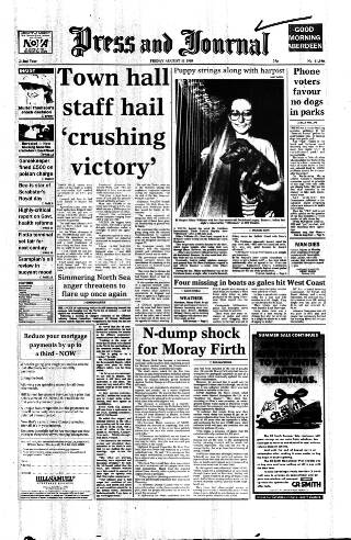 cover page of Aberdeen Press and Journal published on August 11, 1989