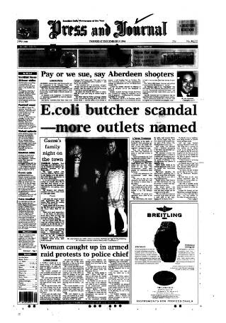 cover page of Aberdeen Press and Journal published on December 5, 1996