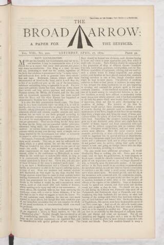 cover page of Broad Arrow published on April 27, 1872