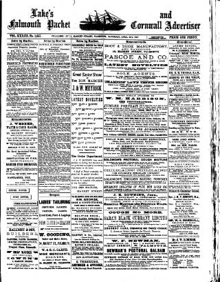cover page of Lake's Falmouth Packet and Cornwall Advertiser published on April 23, 1887