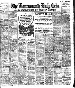 cover page of Bournemouth Daily Echo published on April 20, 1909