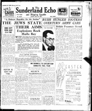 cover page of Sunderland Daily Echo and Shipping Gazette published on March 28, 1947