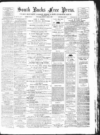 cover page of South Bucks Free Press published on June 2, 1882