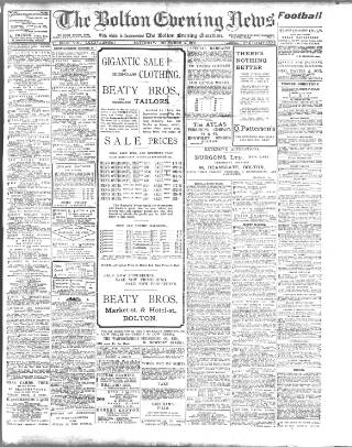 cover page of Bolton Evening News published on December 5, 1908