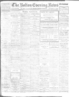 cover page of Bolton Evening News published on August 13, 1909