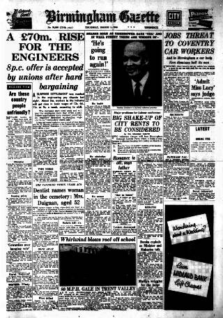 cover page of Birmingham Daily Gazette published on March 1, 1956