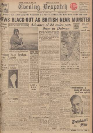 cover page of Evening Despatch published on March 29, 1945