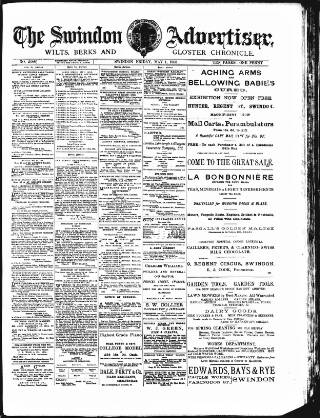 cover page of Swindon Advertiser and North Wilts Chronicle published on May 1, 1903