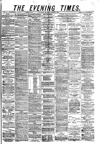 cover page of Glasgow Evening Times published on March 1, 1880