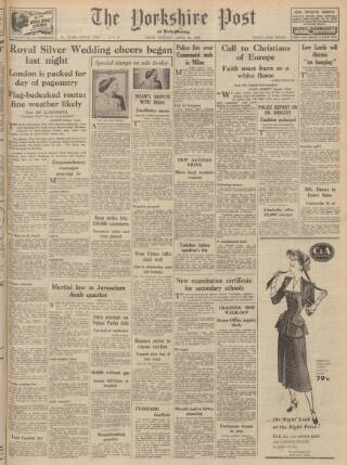 cover page of Yorkshire Post and Leeds Intelligencer published on April 26, 1948
