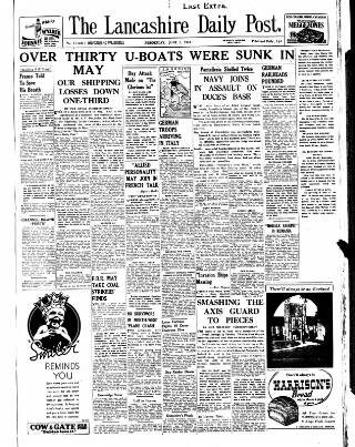 cover page of Lancashire Evening Post published on June 2, 1943