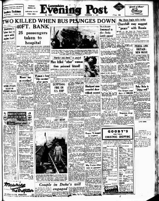 cover page of Lancashire Evening Post published on December 4, 1953
