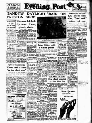 cover page of Lancashire Evening Post published on April 26, 1954