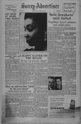 cover page of Surrey Advertiser published on April 24, 1957