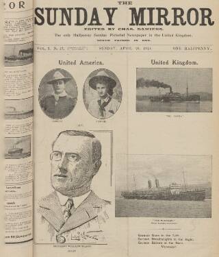 cover page of The Sunday Mirror published on April 26, 1914