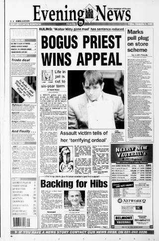cover page of Edinburgh Evening News published on December 4, 1992