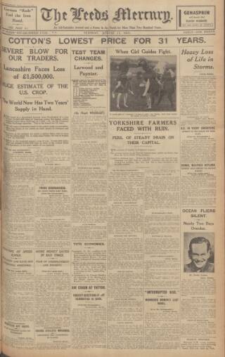cover page of Leeds Mercury published on August 11, 1931