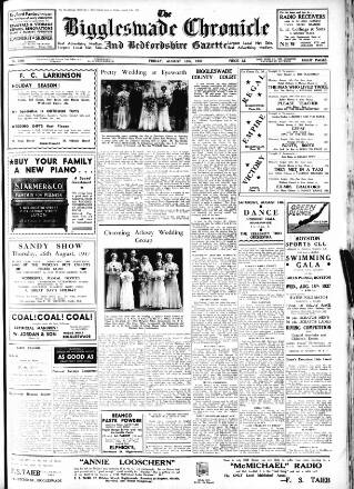 cover page of Biggleswade Chronicle published on August 13, 1937