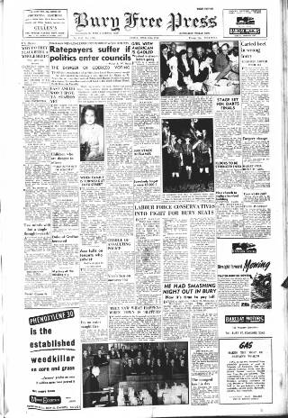 cover page of Bury Free Press published on April 25, 1952