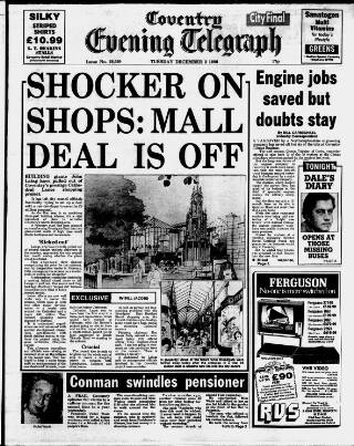 cover page of Coventry Evening Telegraph published on December 2, 1986