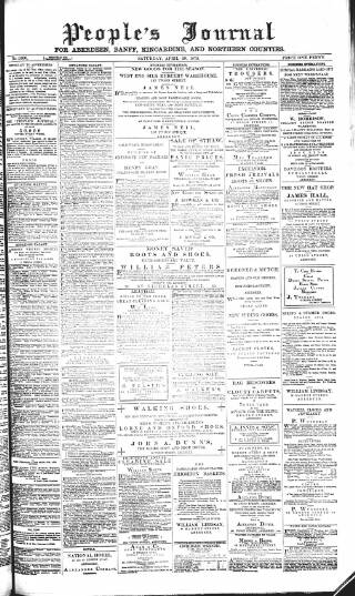 cover page of Aberdeen People's Journal published on April 20, 1878