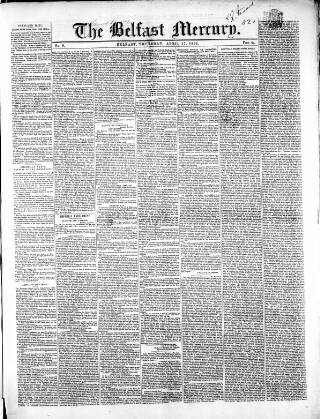 cover page of Belfast Mercury published on April 17, 1851