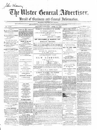 cover page of Ulster General Advertiser, Herald of Business and General Information published on April 25, 1863
