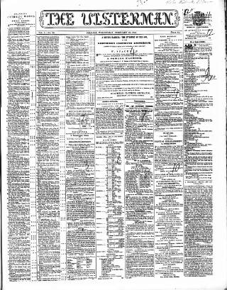 cover page of The Ulsterman published on February 23, 1853