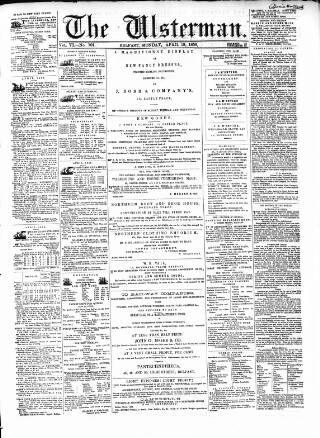 cover page of The Ulsterman published on April 19, 1858