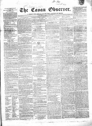 cover page of Cavan Observer published on March 5, 1859