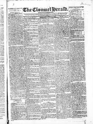 cover page of Clonmel Herald published on April 26, 1828