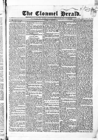 cover page of Clonmel Herald published on March 28, 1835