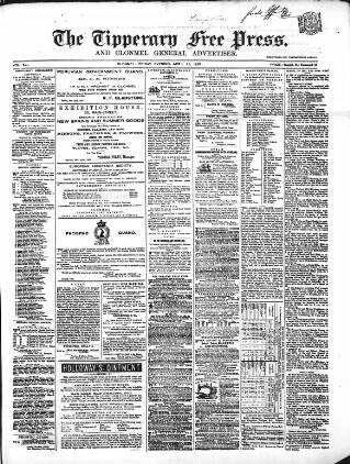 cover page of Tipperary Free Press published on April 26, 1867