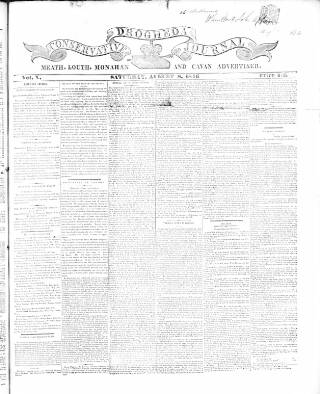 cover page of Drogheda Conservative Journal published on August 8, 1846