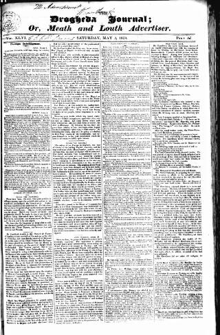 cover page of Drogheda Journal, or Meath & Louth Advertiser published on May 3, 1828