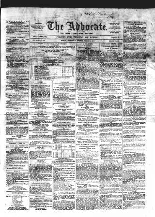 cover page of Advocate published on March 29, 1854