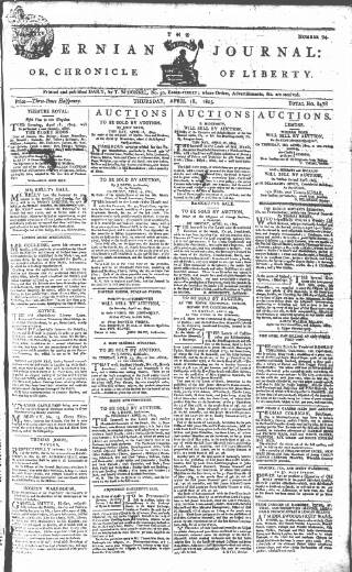 cover page of Hibernian Journal; or, Chronicle of Liberty published on April 18, 1805