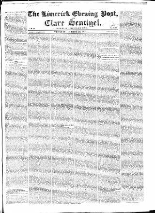 cover page of Limerick Evening Post published on March 29, 1831