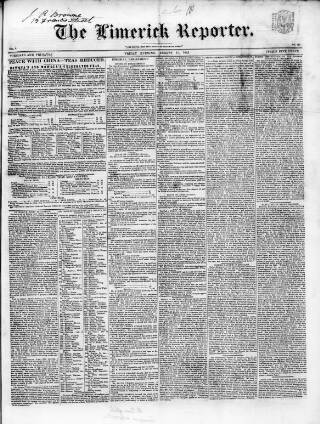 cover page of Limerick Reporter published on August 11, 1843