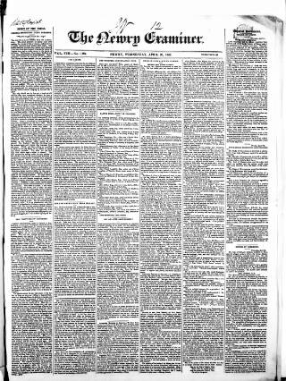 cover page of Newry Examiner and Louth Advertiser published on April 20, 1842