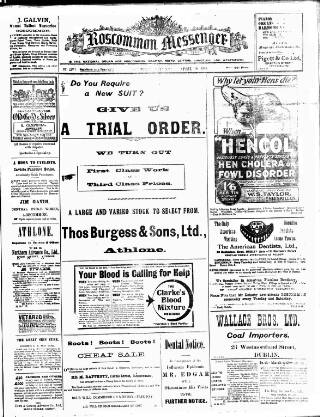 cover page of Roscommon Messenger published on April 19, 1919