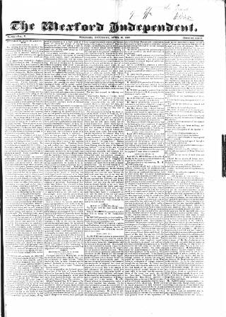 cover page of Wexford Independent published on April 16, 1836