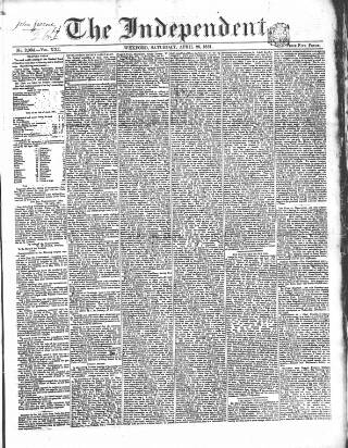 cover page of Wexford Independent published on April 26, 1851