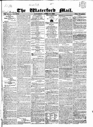cover page of Waterford Mail published on April 17, 1852