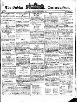 cover page of Dublin Correspondent published on December 24, 1823